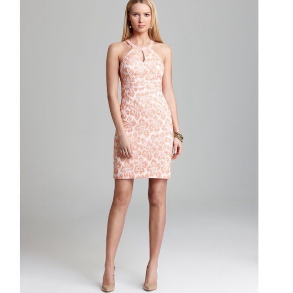 Trina Turk Dresses & Skirts - Trina Turk Orange And White Halter Dress Size 4